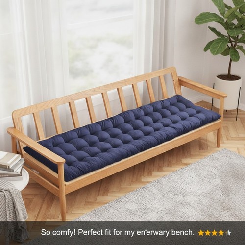 Navy blue garden bench cushion - navy,